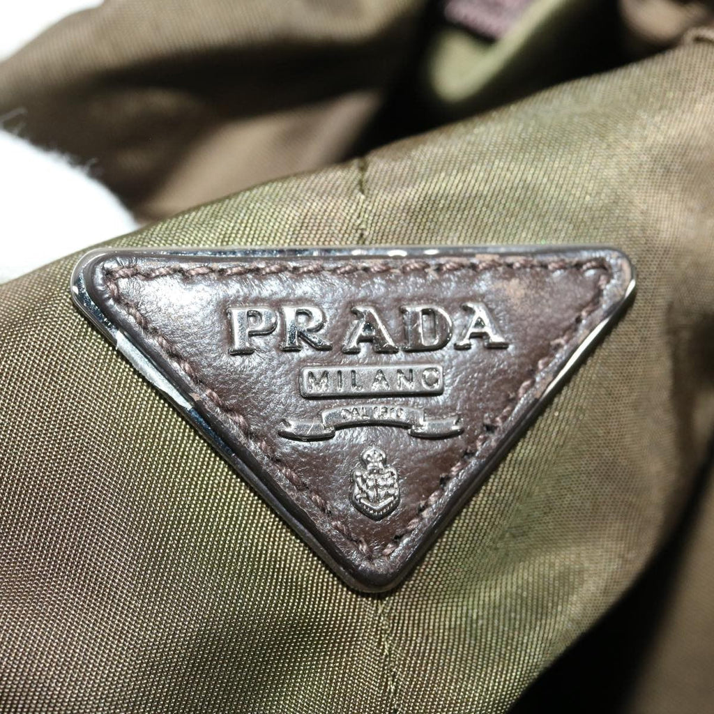 Prada Convertible Double Tote Tessuto Khaki Nylon Tote Bag Bag