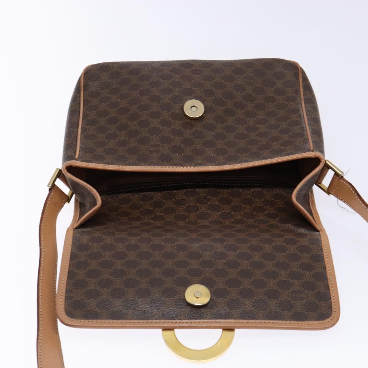 Celine Vintage Macadam Shoulder Bag Canvas Brown Canvas Bag