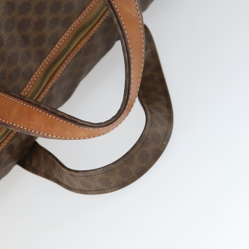 Celine Vintage Macadam Boston Bag Canvas And Leather Brown Canvas Travel Bag Bag