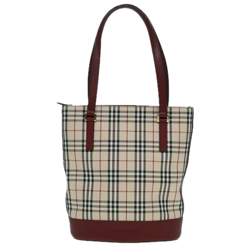 Burberry Nova Check Tote Canvas And Leather Beige Canvas Tote Bag