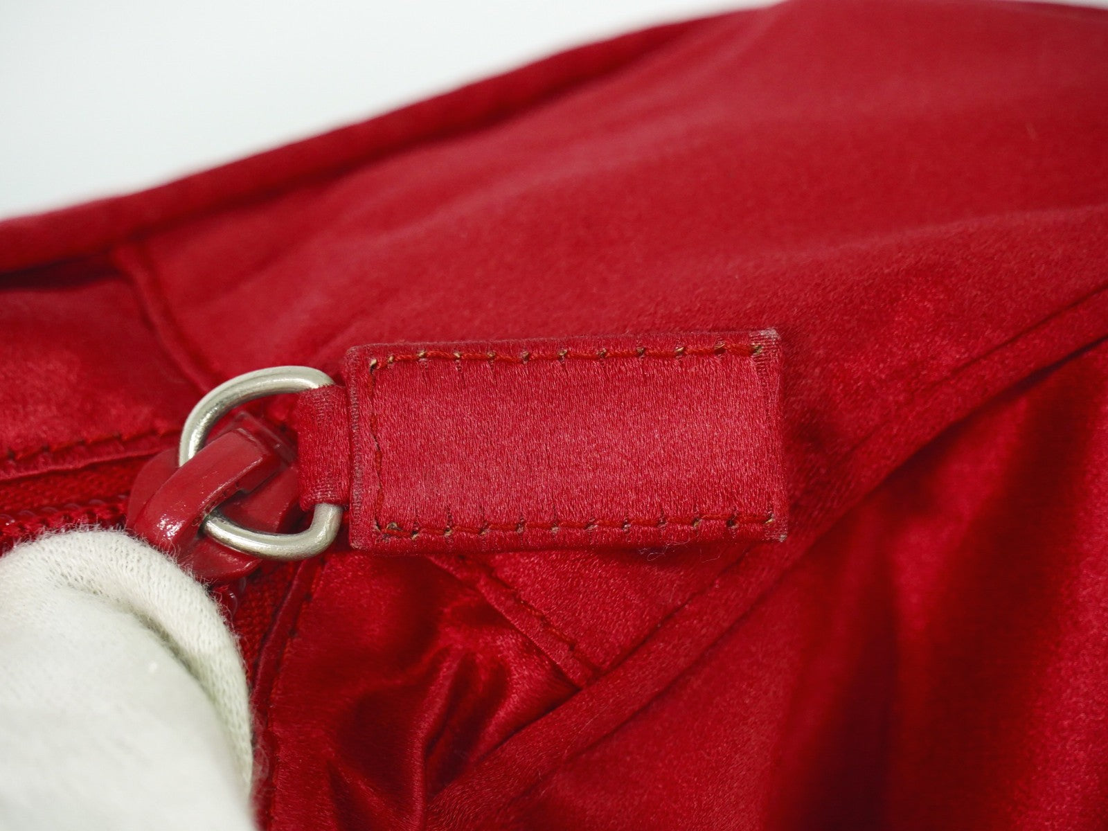 Prada Zip Around Toiletry Bag Silk Red Satin Clutche & Pouche Bag