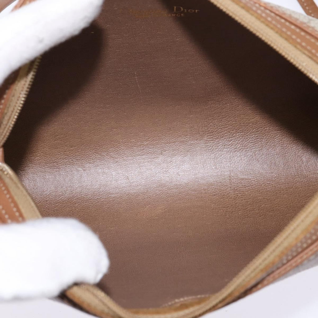 Christian Dior Vintage Honeycomb Shoulder Bag Canvas And Leather Beige Canvas Bag (Pre-Owned)