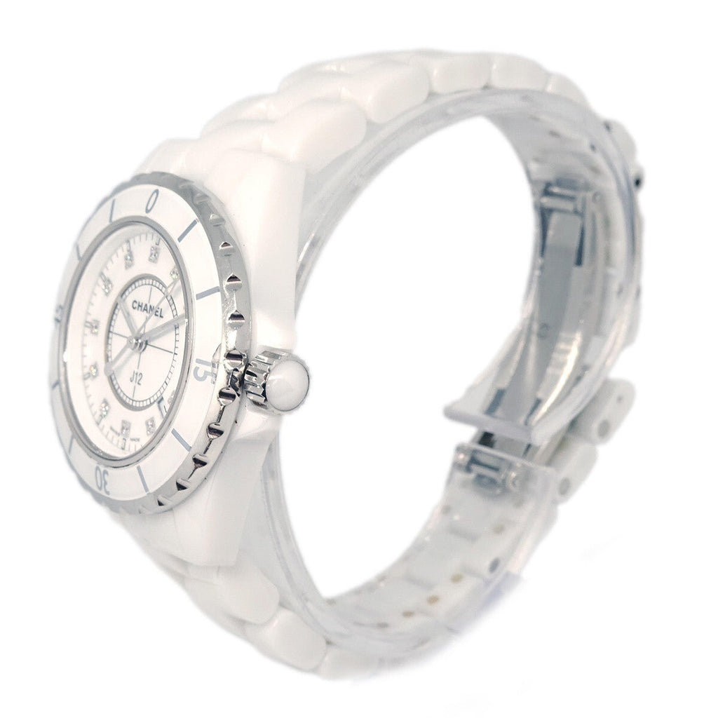 Chanel J12 Quartz Watch Ceramic And Stainless Steel With Diamond Markers Watch
