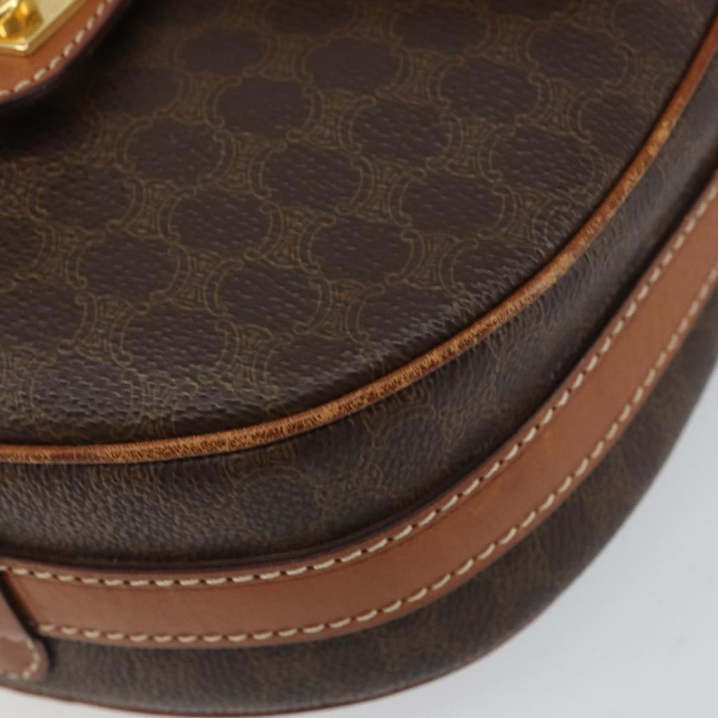 Celine Vintage Macadam Shoulder Bag Canvas And Leather Brown Canvas Shoulder Bag Bag