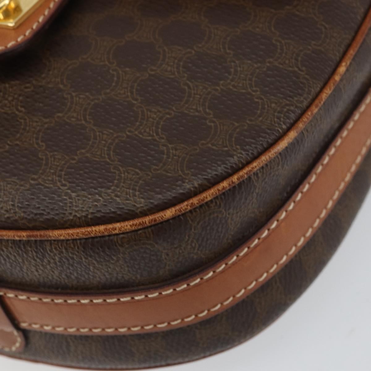 Celine Vintage Macadam Shoulder Bag Canvas And Leather Brown Canvas Shoulder Bag Bag