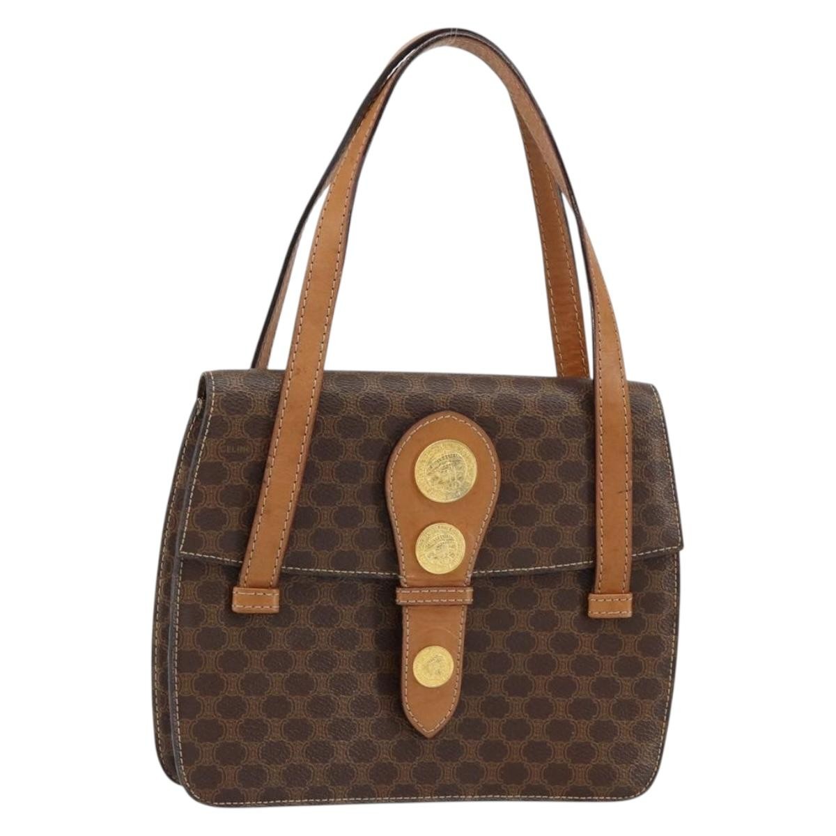 Celine Vintage Macadam Handbag Canvas And Leather Brown Canvas Handbag