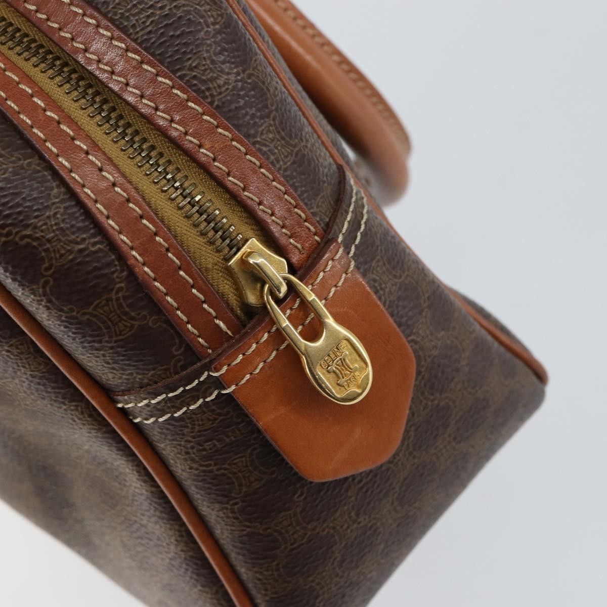 Celine Macadam Handbag Macadam With Leather Brown Canvas Handbag