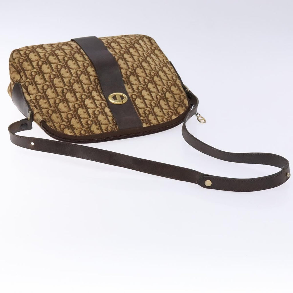 Christian Dior Vintage Trotter Shoulder Bag Canvas Brown Canvas Bag (Pre-Owned)
