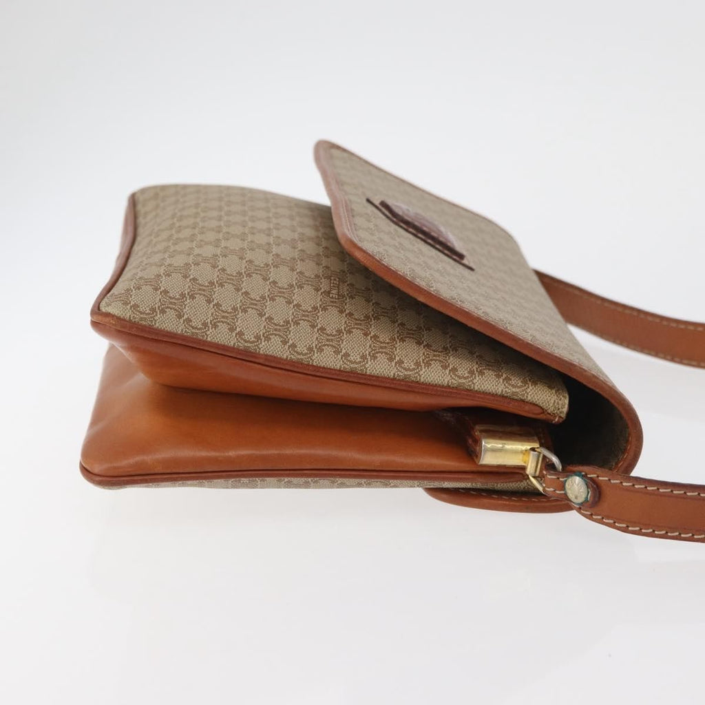 Celine Vintage Macadam Shoulder Bag Canvas And Leather Beige Canvas Shoulder Bag Bag