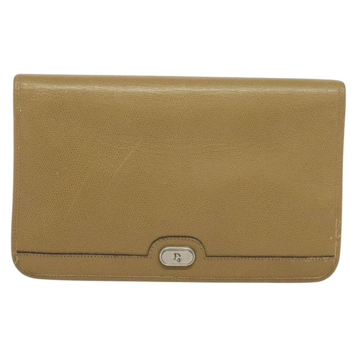 Christian Dior Vintage Chain Flap Shoulder Bag Leather Beige Leather Shoulder Bag Bag (Pre-Owned)