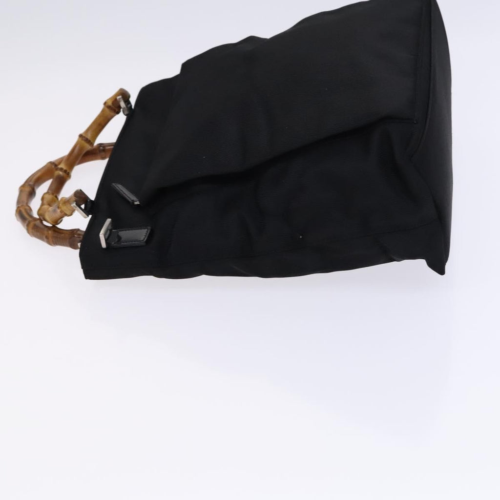 Gucci Vintage Bamboo Handle Bag Nylon Black Nylon Tote Bag Bag (Pre-Owned)