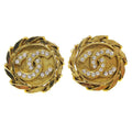 Chanel Cc Button Clip-On Earrings Metal With Faux Pearl Gold Gold_Plated Earrings Jewelry