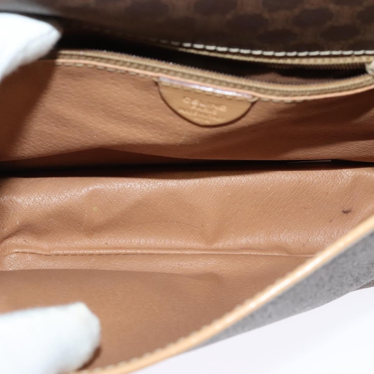 Celine Macadam Shoulder Bag Pvc Leather Brown Canvas Bag