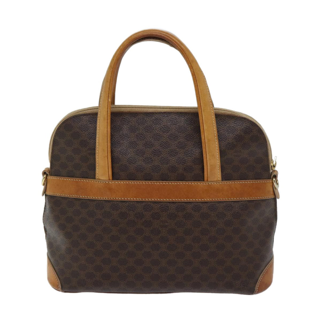 Celine Vintage Macadam Handbag Canvas And Leather Brown Canvas Handbag