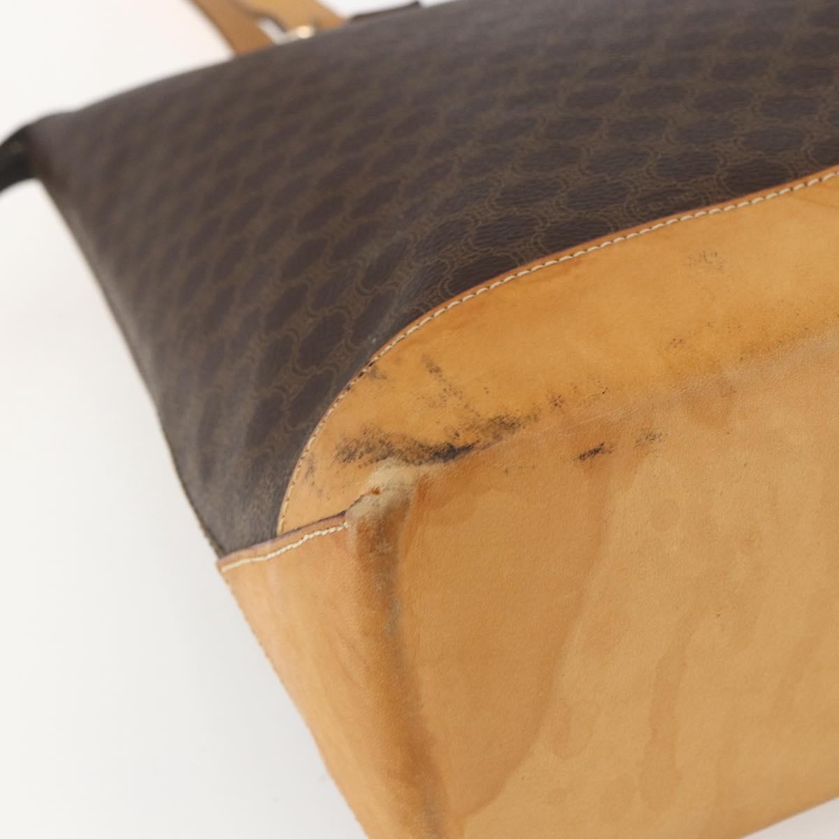 Celine Vintage Macadam Tote Bag Canvas And Leather Brown Canvas Tote Bag Bag