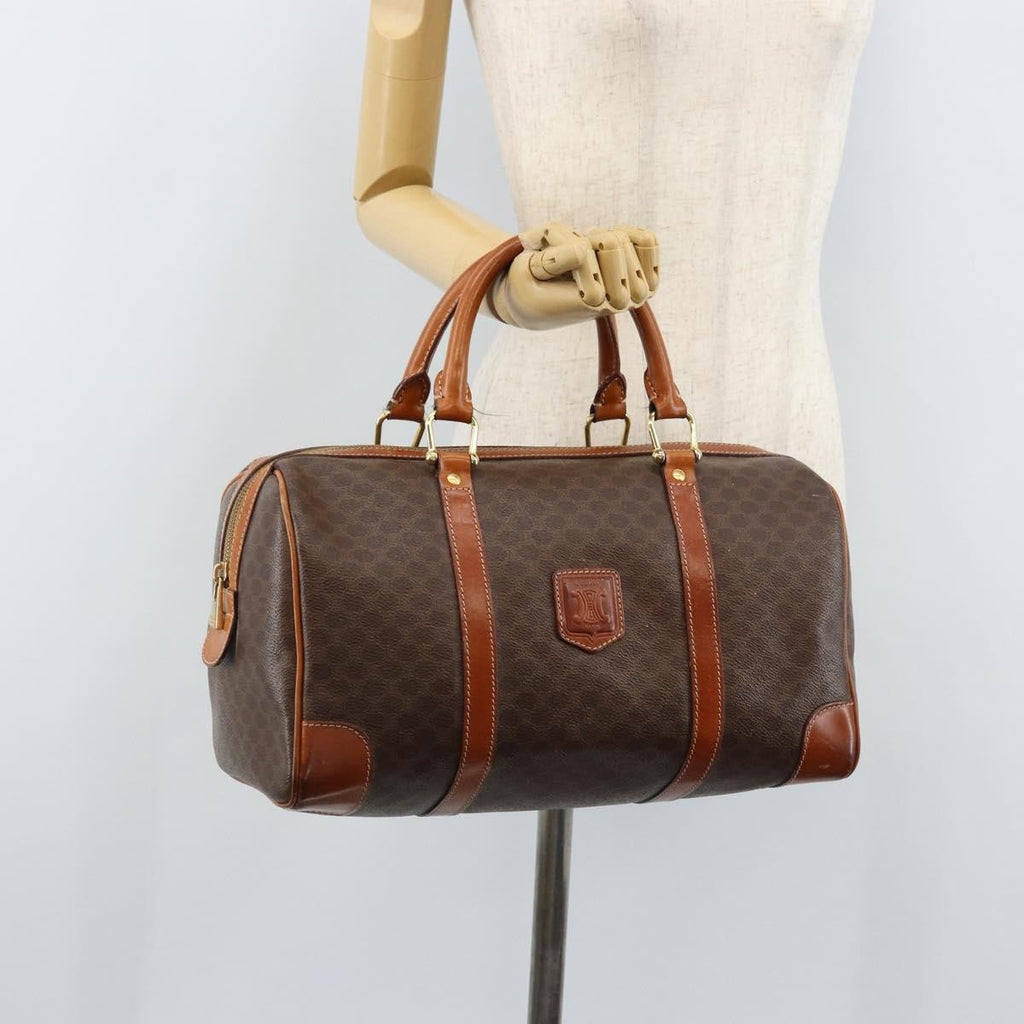 Celine Vintage Duffle Bag Canvas And Leather Brown Canvas Travel Bag Bag