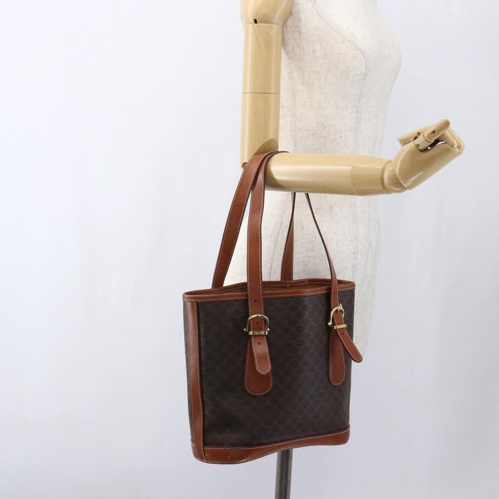 Celine Vintage Macadam Handbag Canvas And Leather Brown Canvas Handbag