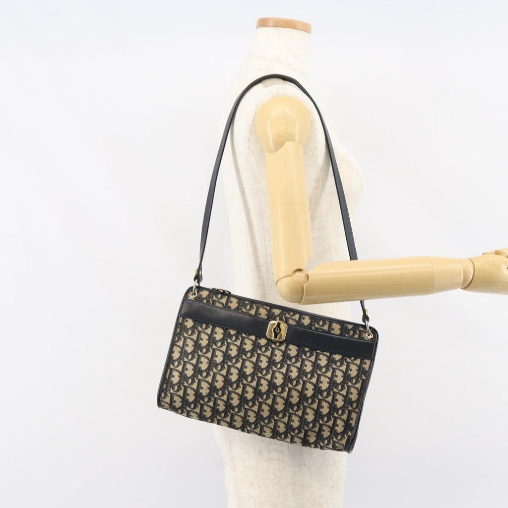 Christian Dior Vintage Trotter Shoulder Bag Canvas Navy Canvas Shoulder Bag Bag (Pre-Owned)
