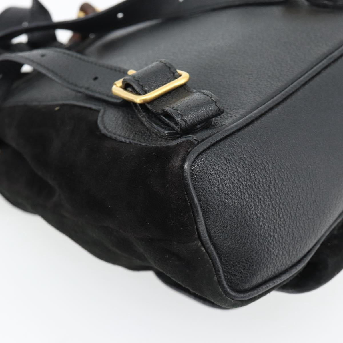 Gucci Vintage Bamboo Backpack Suede Black Suede Backpack Bag (Pre-Owned)