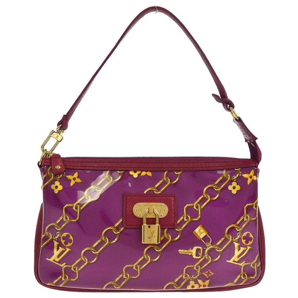 Louis Vuitton Charms Pochette Pvc Over Printed Silk Pink Pvc Clutche & Pouche Bag