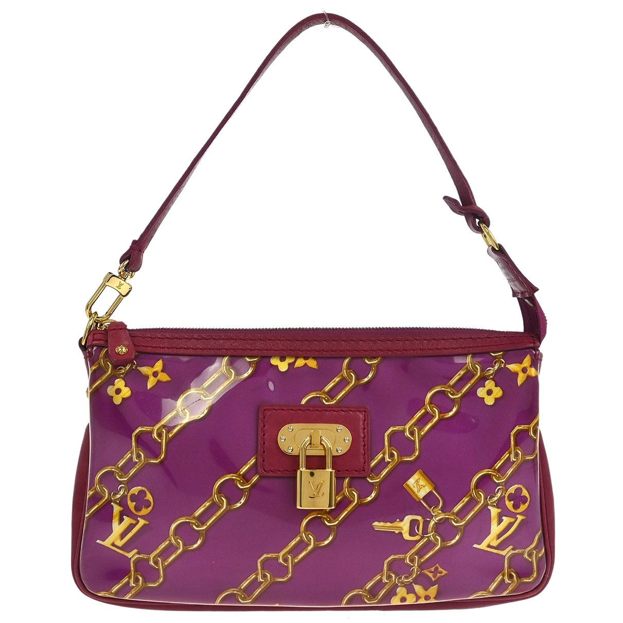 Louis Vuitton Charms Pochette Pvc Over Printed Silk Pink Pvc Clutche & Pouche Bag