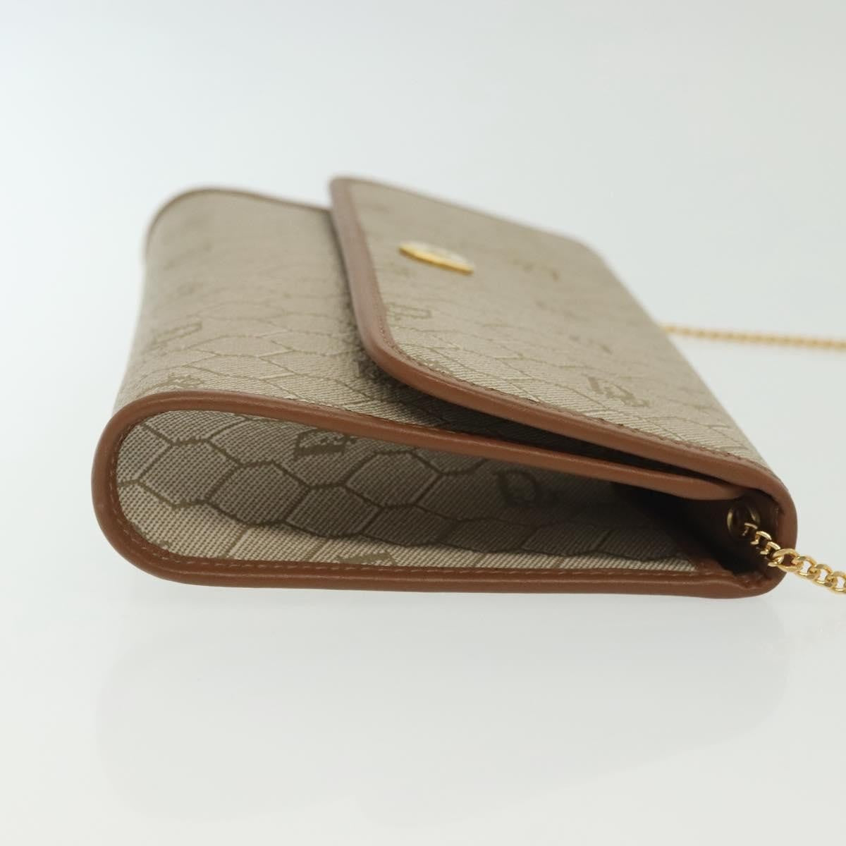 Christian Dior Vintage Honeycomb Chain Canvas Beige Canvas Bag (Pre-Owned)