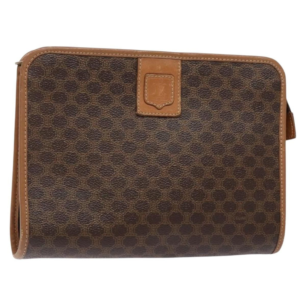 Celine Macadam Pochette Canvas And Leather Brown Canvas Clutche & Pouche Bag
