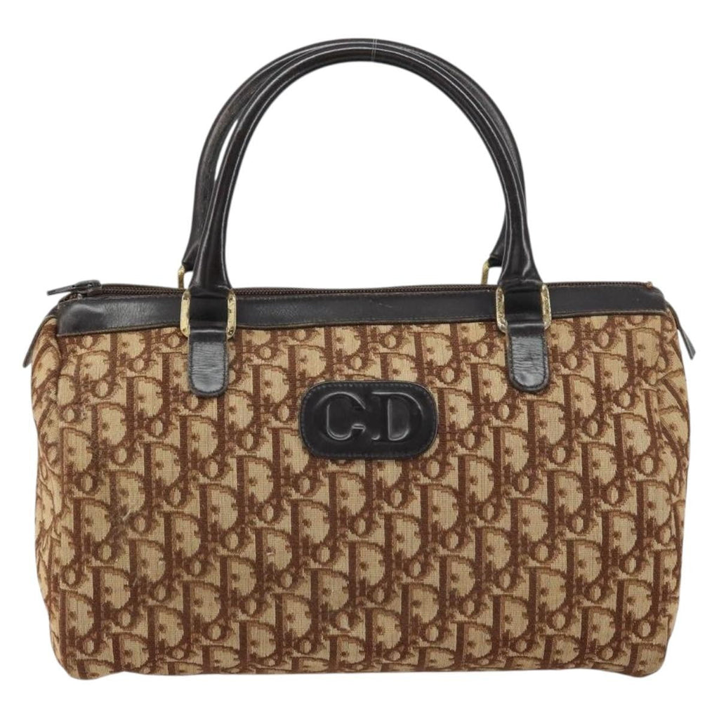 Christian Dior Vintage Cd Trotter Handbag Canvas Brown Canvas Handbag (Pre-Owned)