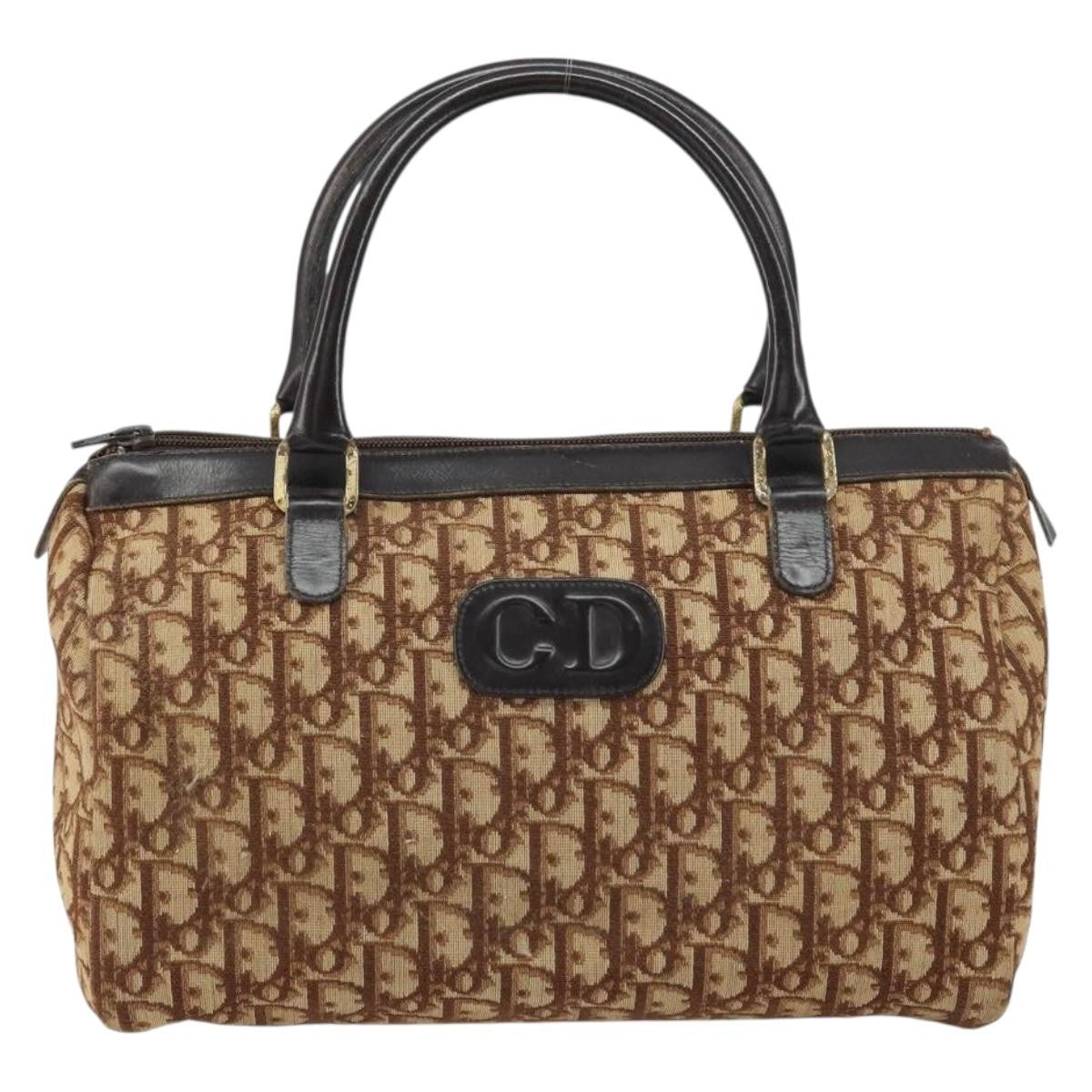 Christian Dior Vintage Cd Trotter Handbag Canvas Brown Canvas Handbag (Pre-Owned)