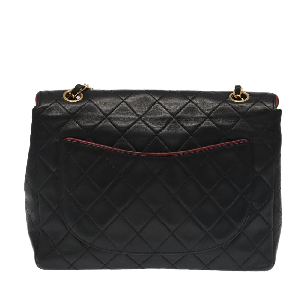 Chanel Flap Shoulder Bag Leather Black Leather Handbag