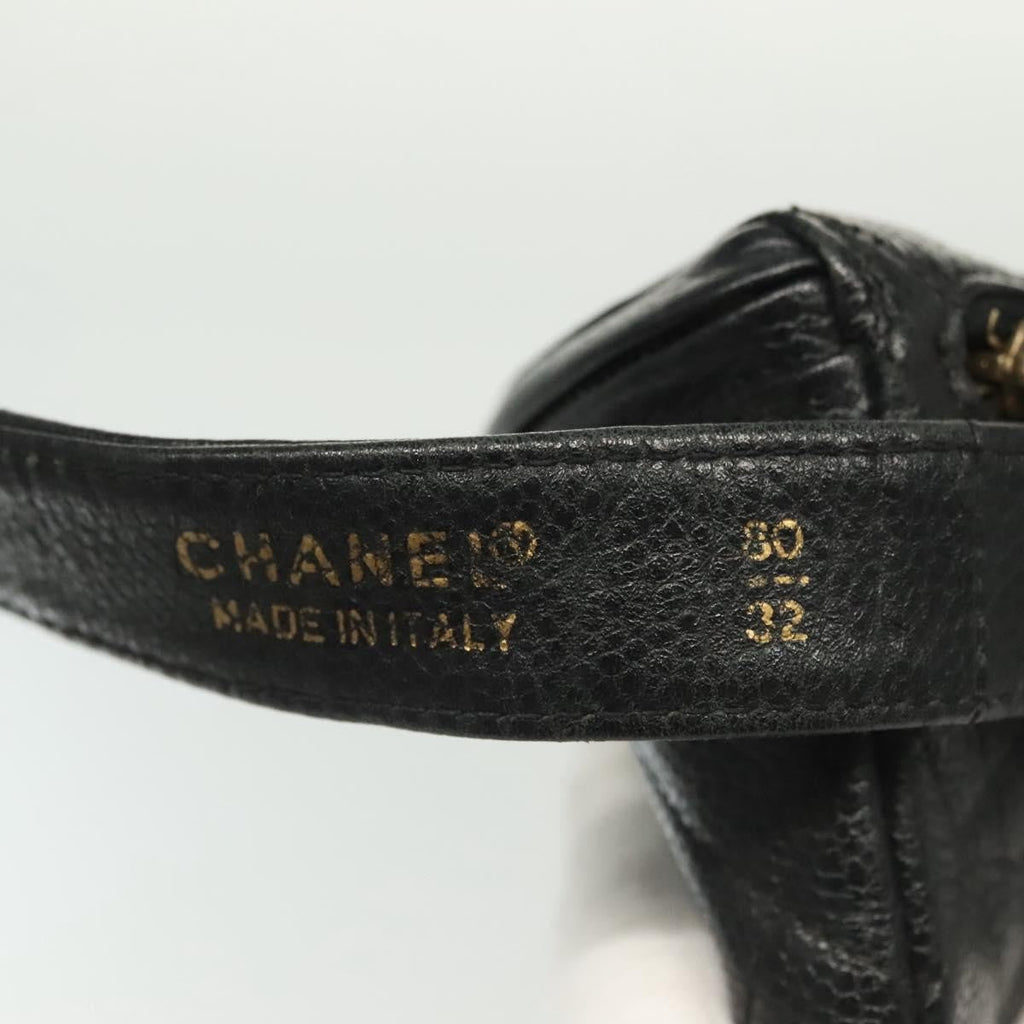 Chanel Vintage Zip Belt Bag Quilted Caviar Black Leather Clutche & Pouche Bag
