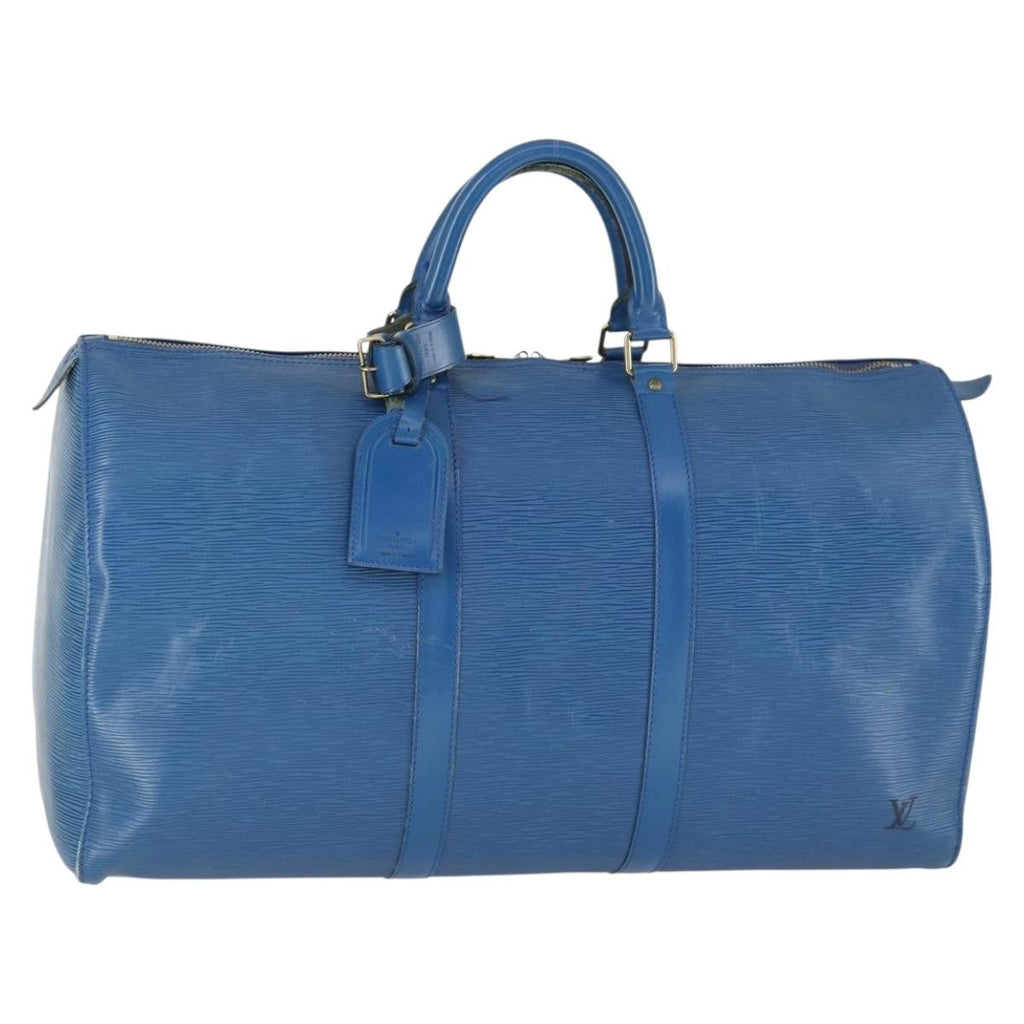 Louis Vuitton Keepall Bag Epi Leather Blue Leather Travel Bag