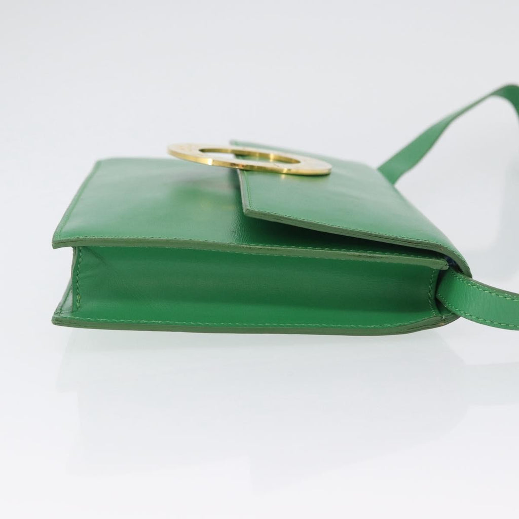 Celine Circle Logo Shoulder Bag Leather Green Leather Shoulder Bag Bag