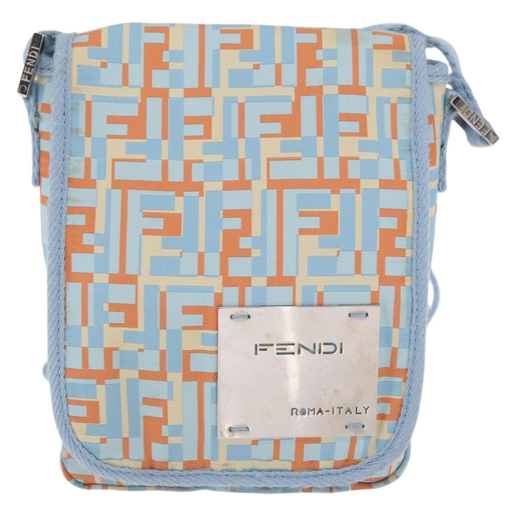Fendi Logo Zucca Shoulder Bag Zucca Blue Canvas Shoulder Bag Bag
