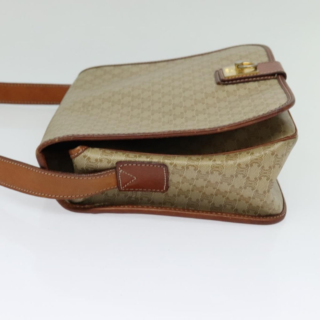 Celine Vintage Macadam Shoulder Bag Canvas And Leather Beige Canvas Shoulder Bag Bag