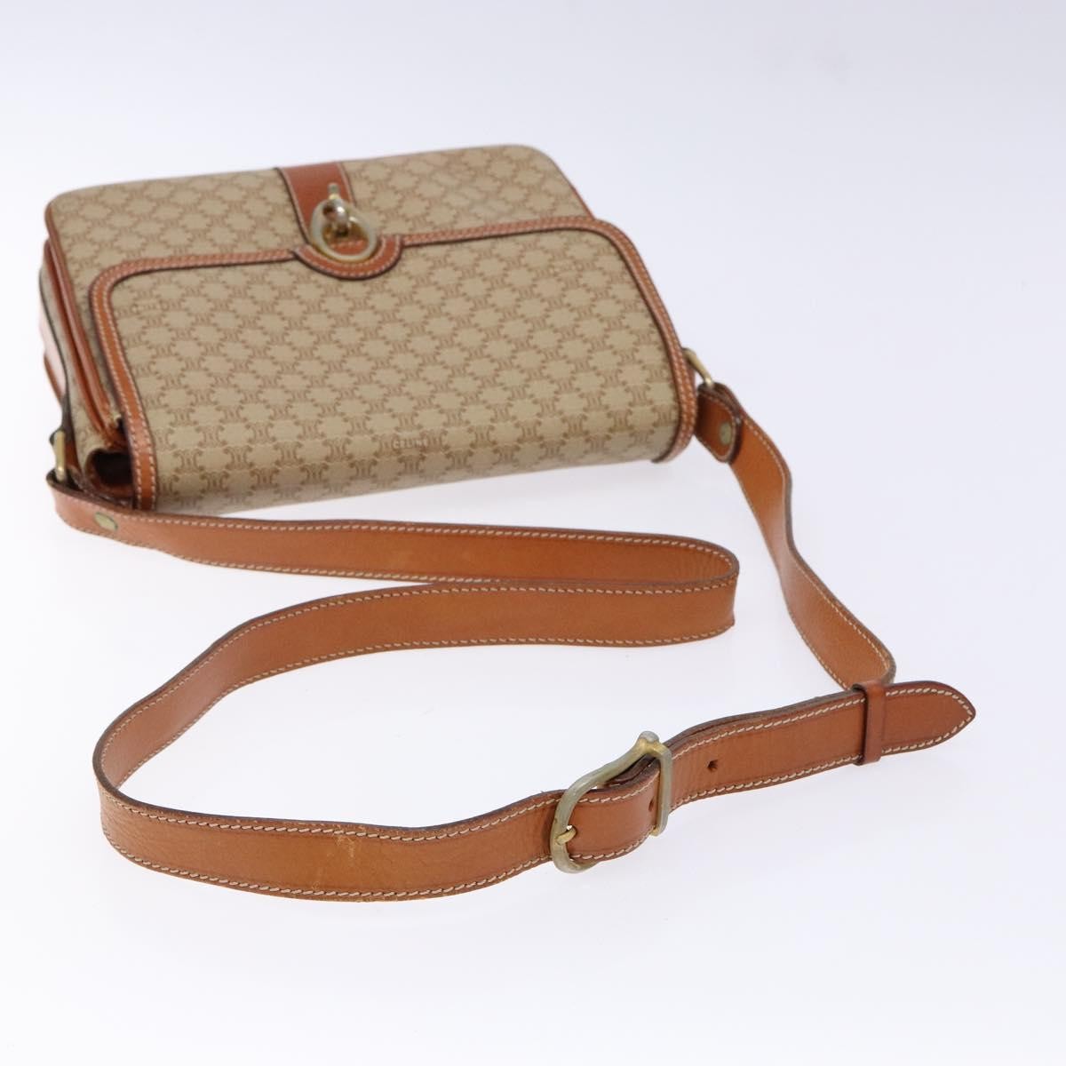 Celine Vintage Macadam Shoulder Bag Canvas And Leather Beige Canvas Bag