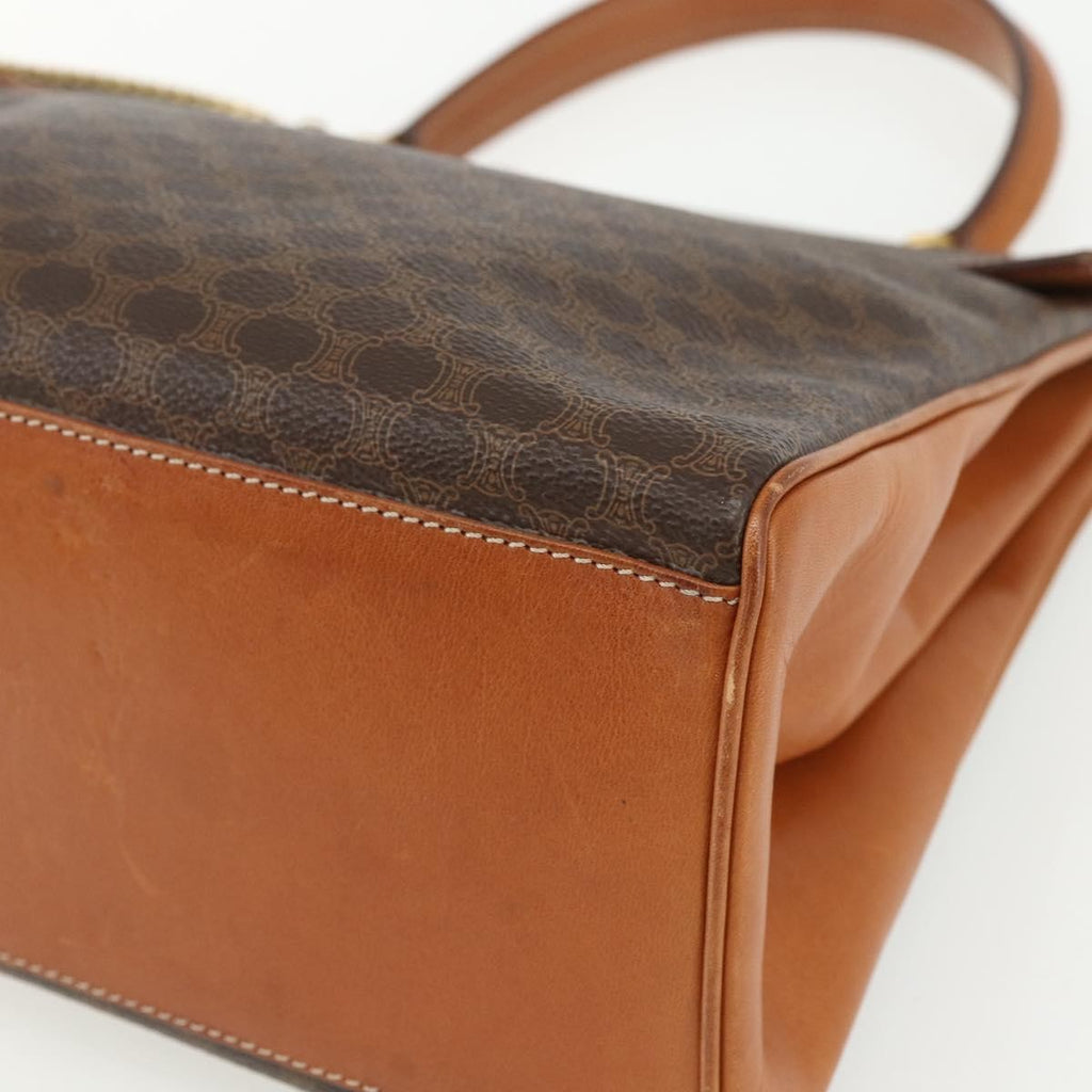 Celine Vintage Macadam Handbag Canvas And Leather Brown Canvas Handbag
