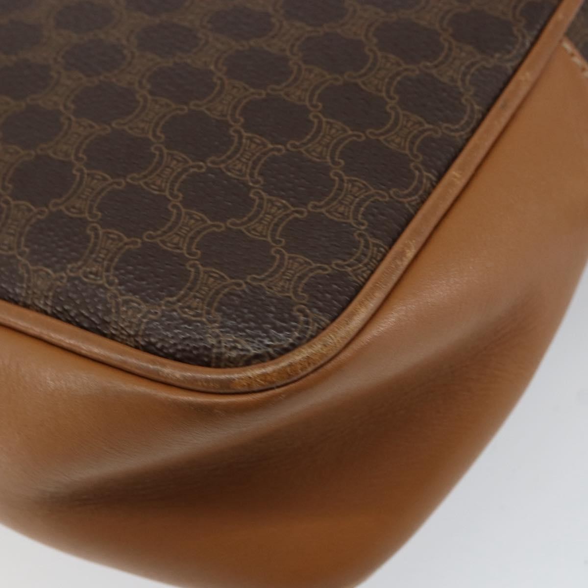 Celine Vintage Macadam Shoulder Bag Canvas And Leather Brown Canvas Shoulder Bag Bag