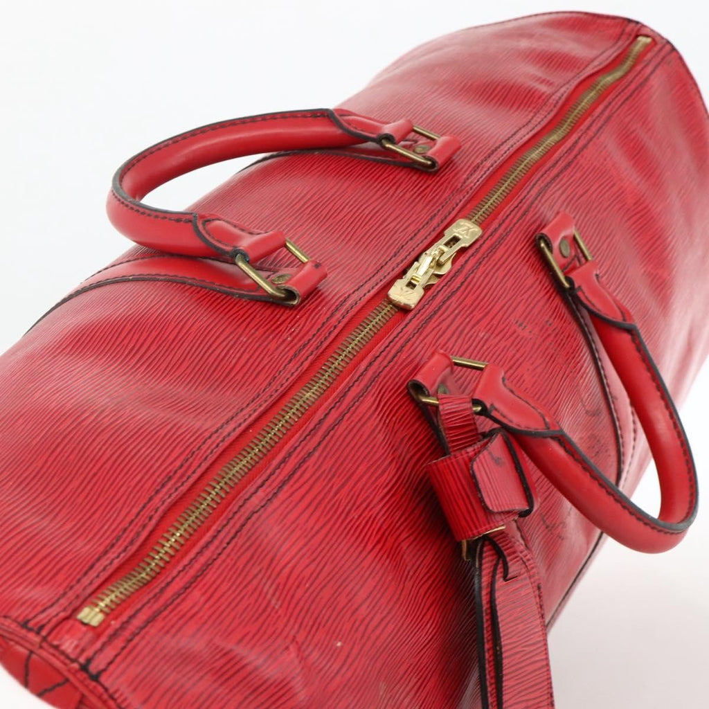 Louis Vuitton Keepall Bag Epi Leather Red Leather Travel Bag