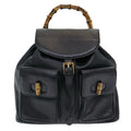 Gucci Vintage Bamboo Backpack Leather Black Leather Backpack Bag (Pre-Owned)