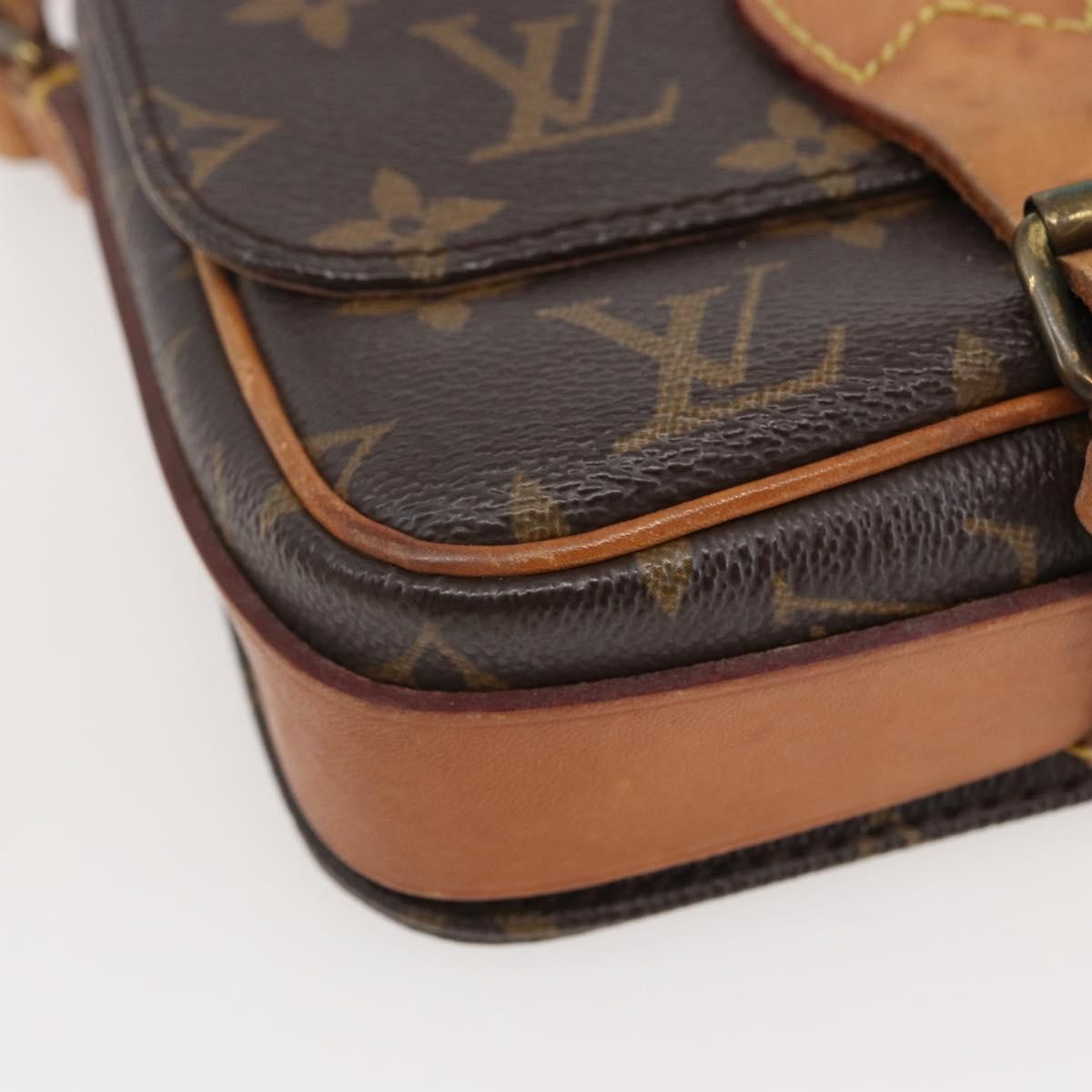 Louis Vuitton Cartouchiere Handbag Monogram Canvas Brown Canvas Shoulder Bag