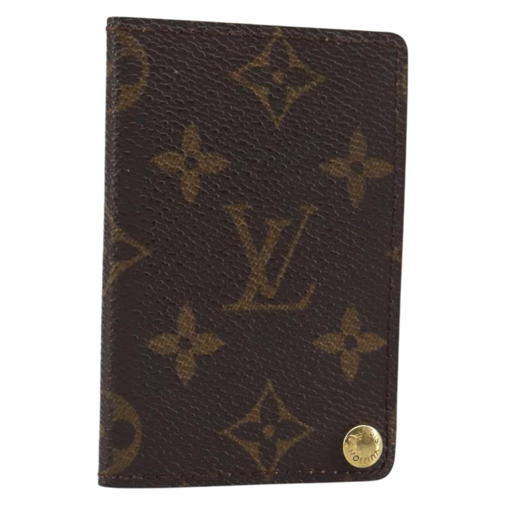 Louis Vuitton Porte Cartes Pression Card Case Monogram Canvas Brown Canvas Card Holders Accessory