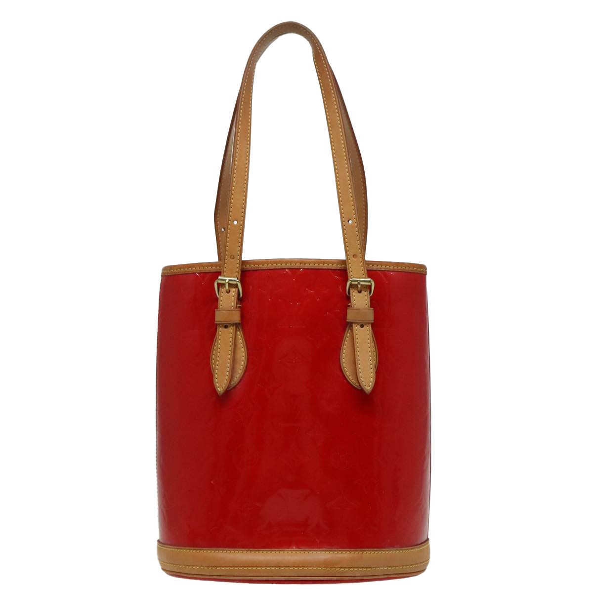 Louis Vuitton Bucket Bag Monogram Vernis Red Patent_Leather Shoulder Bag