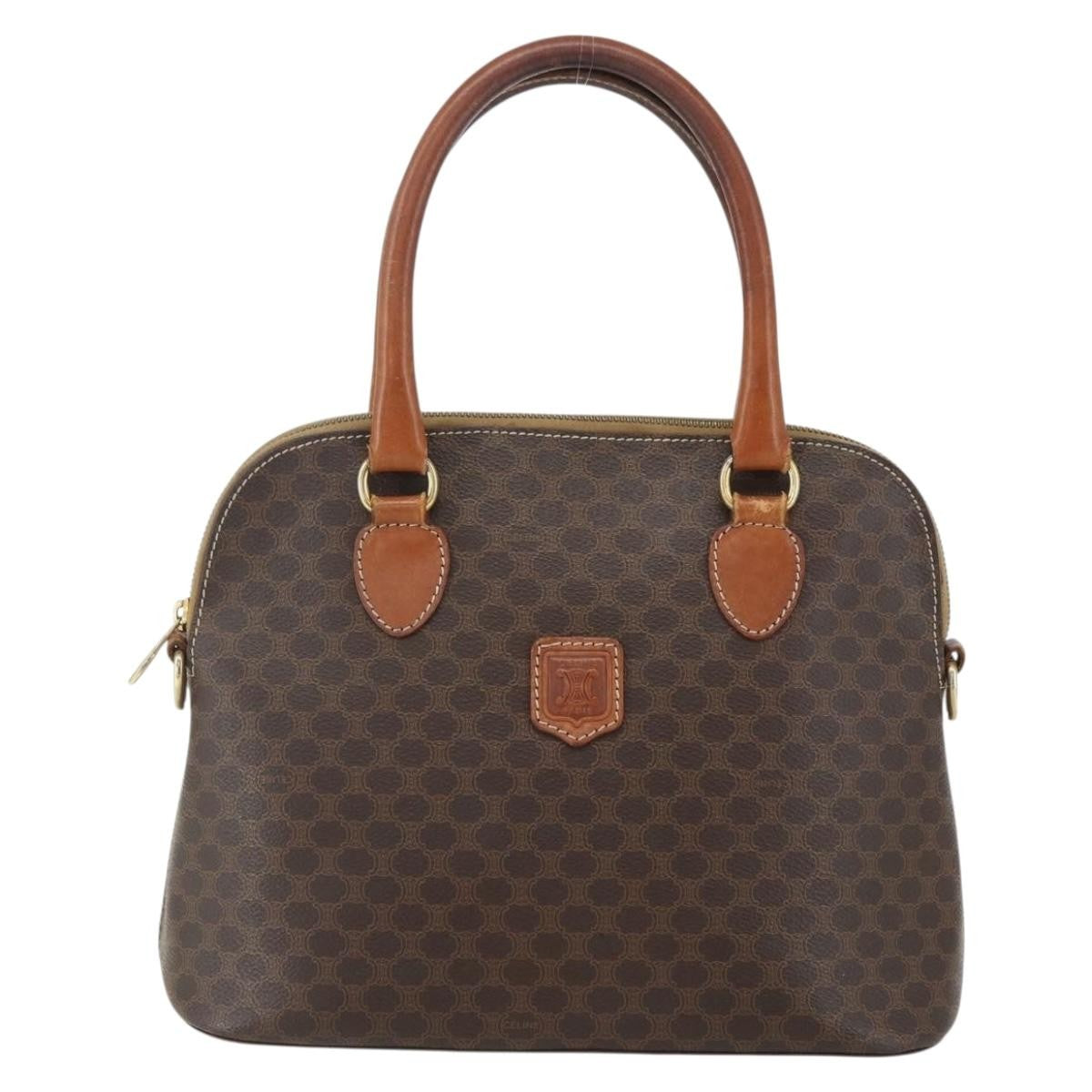 Celine Vintage Macadam Handbag Canvas And Leather Brown Canvas Handbag