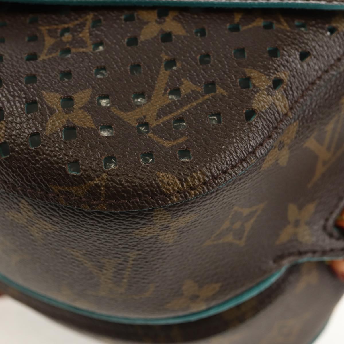 Louis Vuitton Flore Saumur Handbag Perforated Monogram Canvas Brown Canvas Shoulder Bag