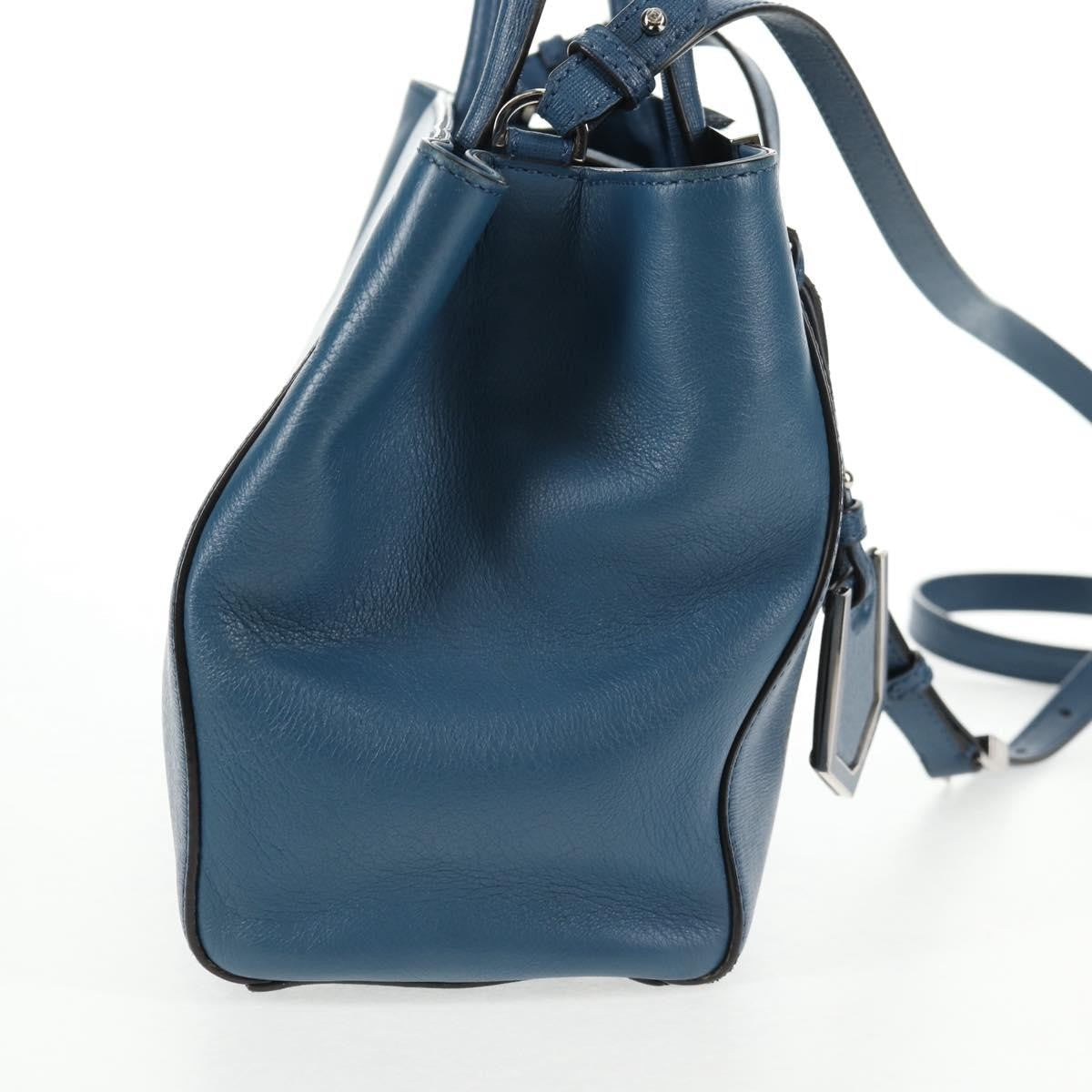 Fendi 2Jours Bag Leather Blue Leather Bag