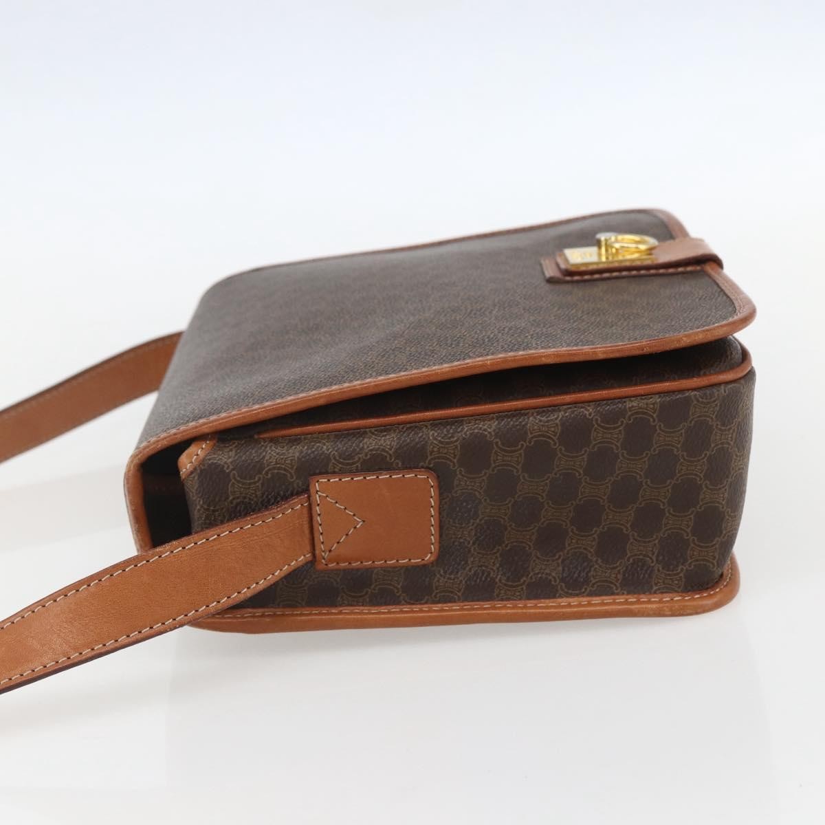 Celine Vintage Macadam Shoulder Bag Canvas And Leather Brown Canvas Shoulder Bag Bag