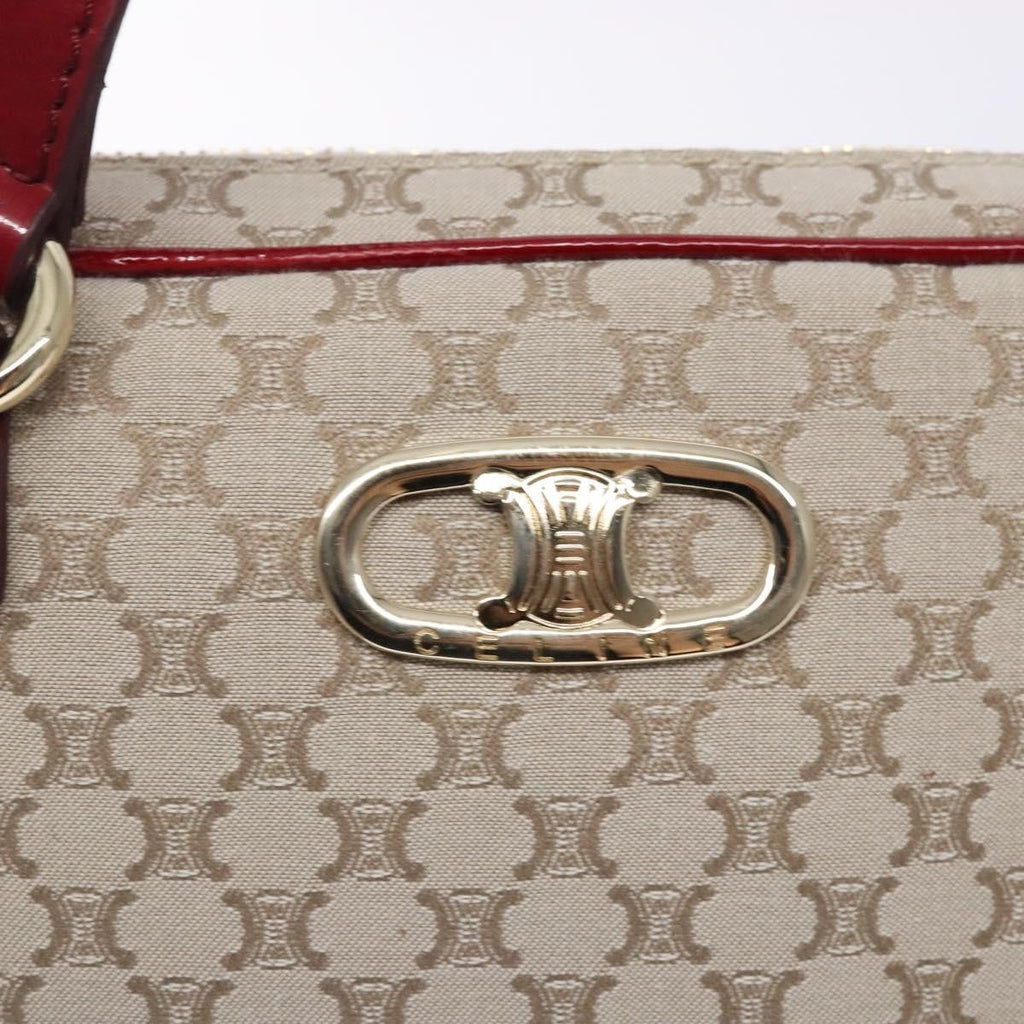 Celine Vintage Macadam Shoulder Bag Canvas Beige Canvas Shoulder Bag Bag