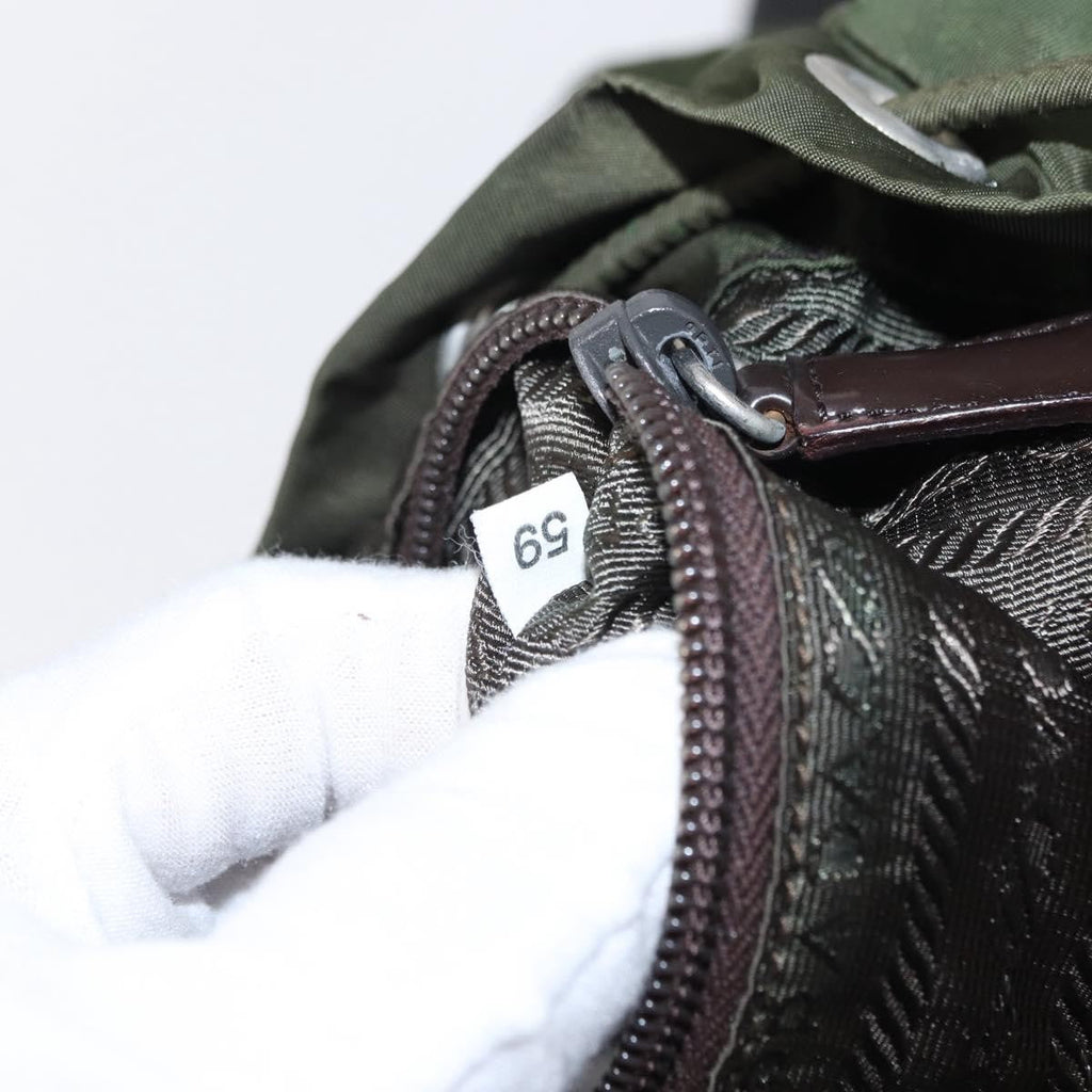 Prada Double Front Pocket Backpack Tessuto Khaki Nylon Backpack Bag
