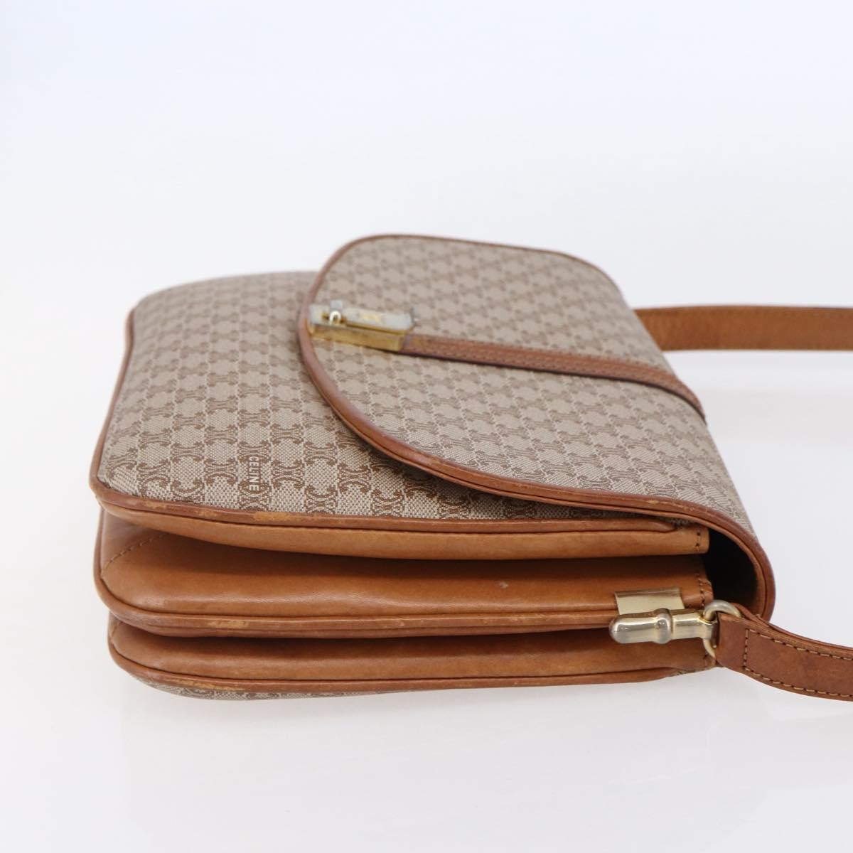 Celine Vintage Macadam Shoulder Bag Canvas And Leather Beige Canvas Shoulder Bag Bag